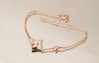 [Clover Jewelry]STAR PINK MOP 1 DIAMOND PINK GOLD NECKLACE