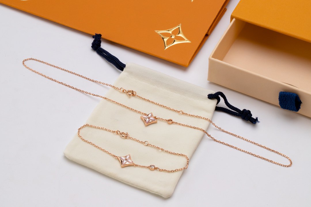 [Clover Jewelry]STAR PINK MOP 1 DIAMOND PINK GOLD NECKLACE