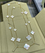 [Clover Jewelry]CLOVER 16 MOTIF WHITE MOP GOLD NECKLACE