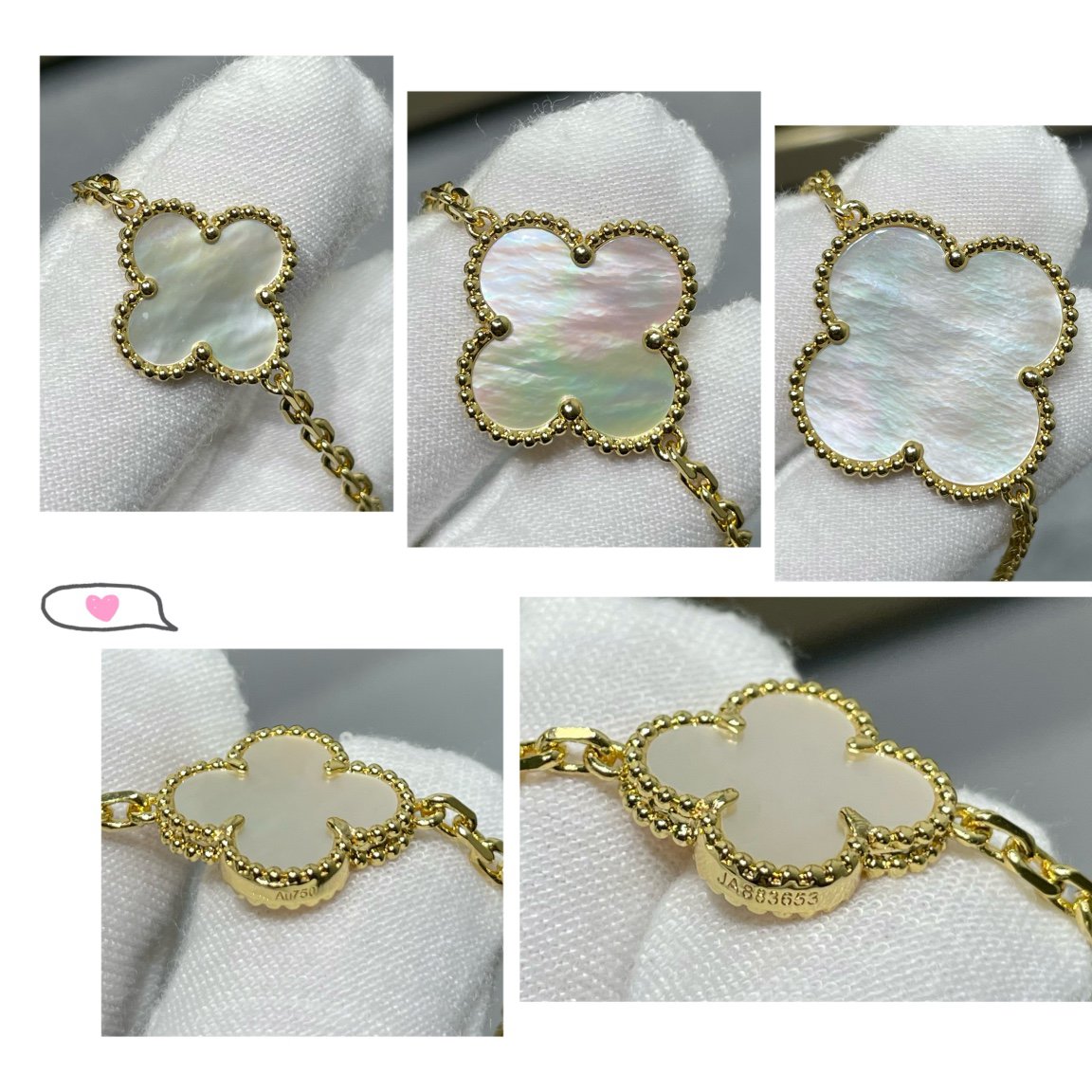 [Clover Jewelry]CLOVER 16 MOTIF WHITE MOP GOLD NECKLACE