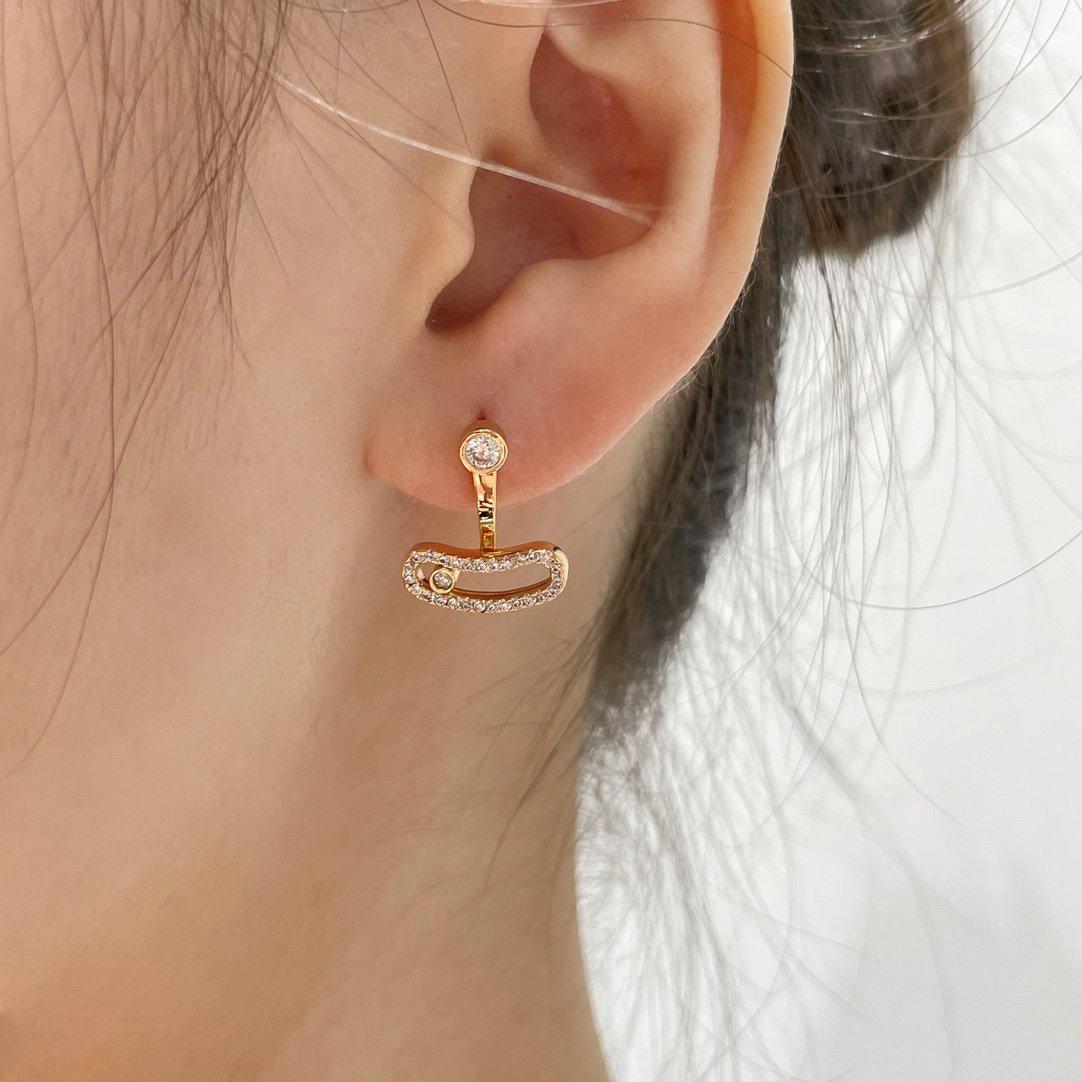 [Clover Jewelry]MOVE UNO PINK GOLD DIAMOND EARRINGS