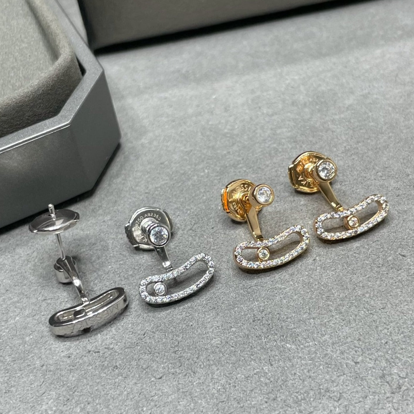 [Clover Jewelry]MOVE UNO PINK GOLD DIAMOND EARRINGS