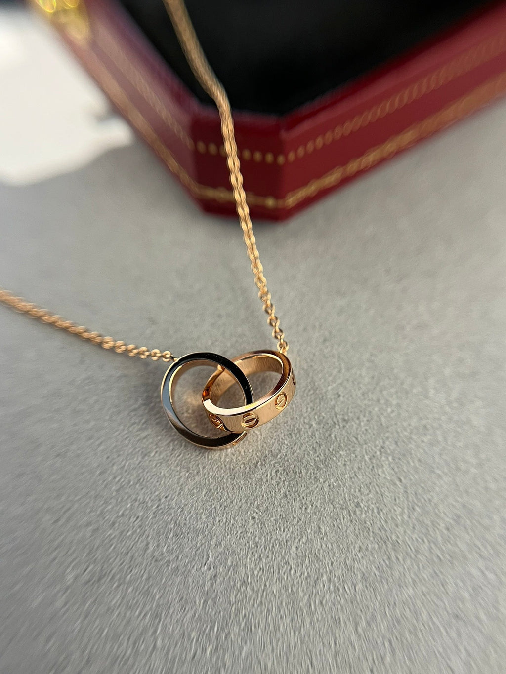 [Clover Jewelry]LIEBESKETTE DOPPELRING ROSÉGOLD