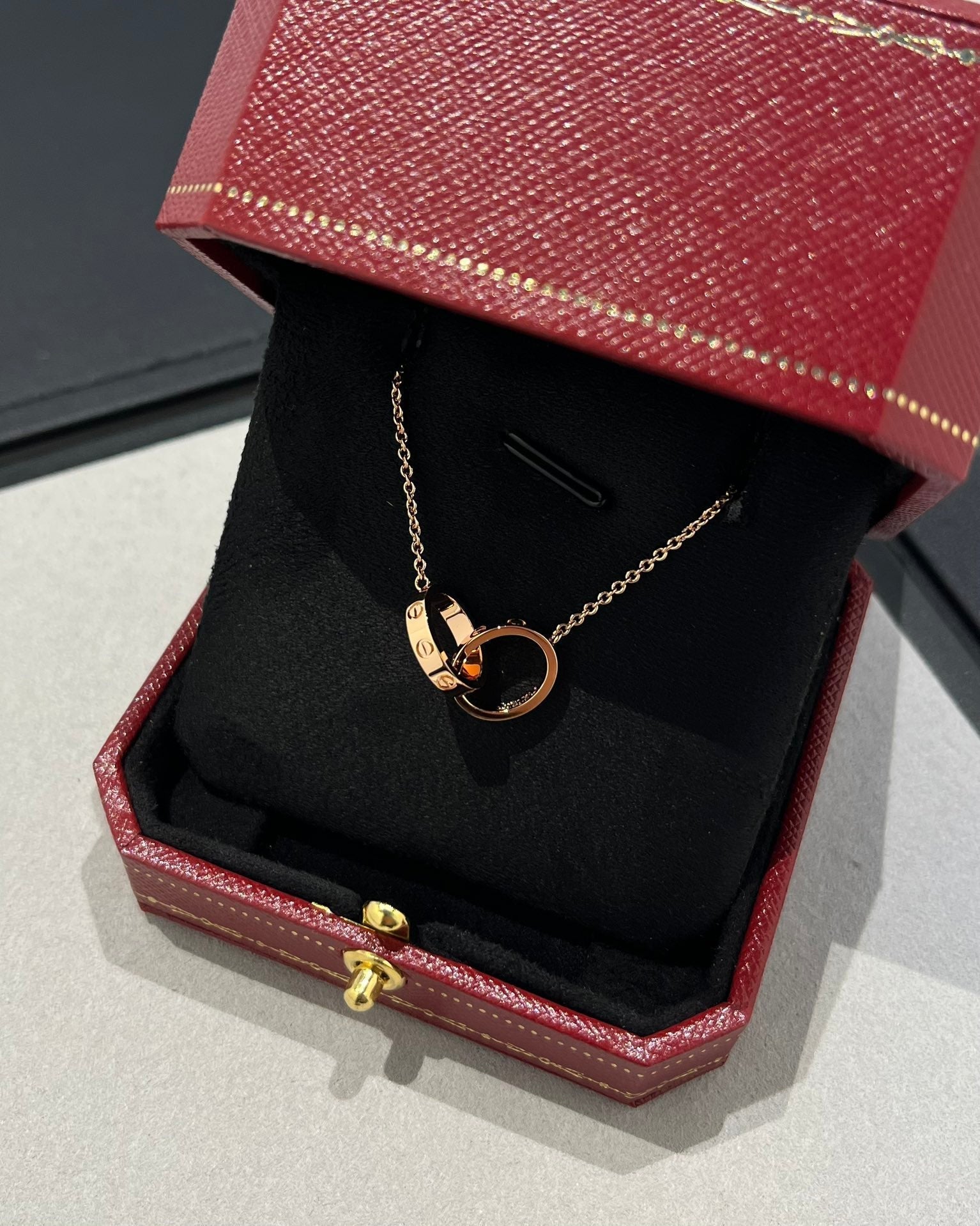 [Clover Jewelry]LIEBESKETTE DOPPELRING ROSÉGOLD