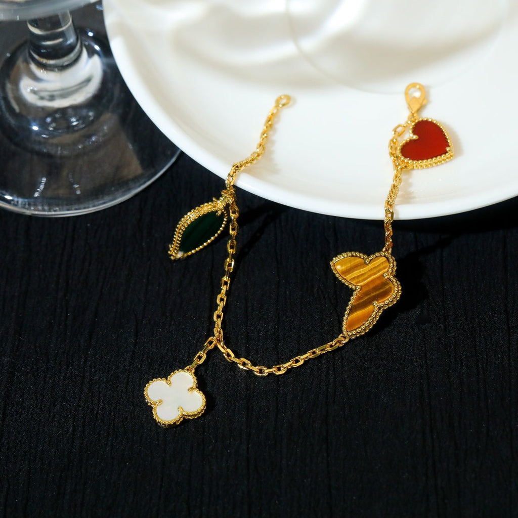 [Clover Jewelry]LUCKY SPRING 5 MOTIF GOLD BRACELET