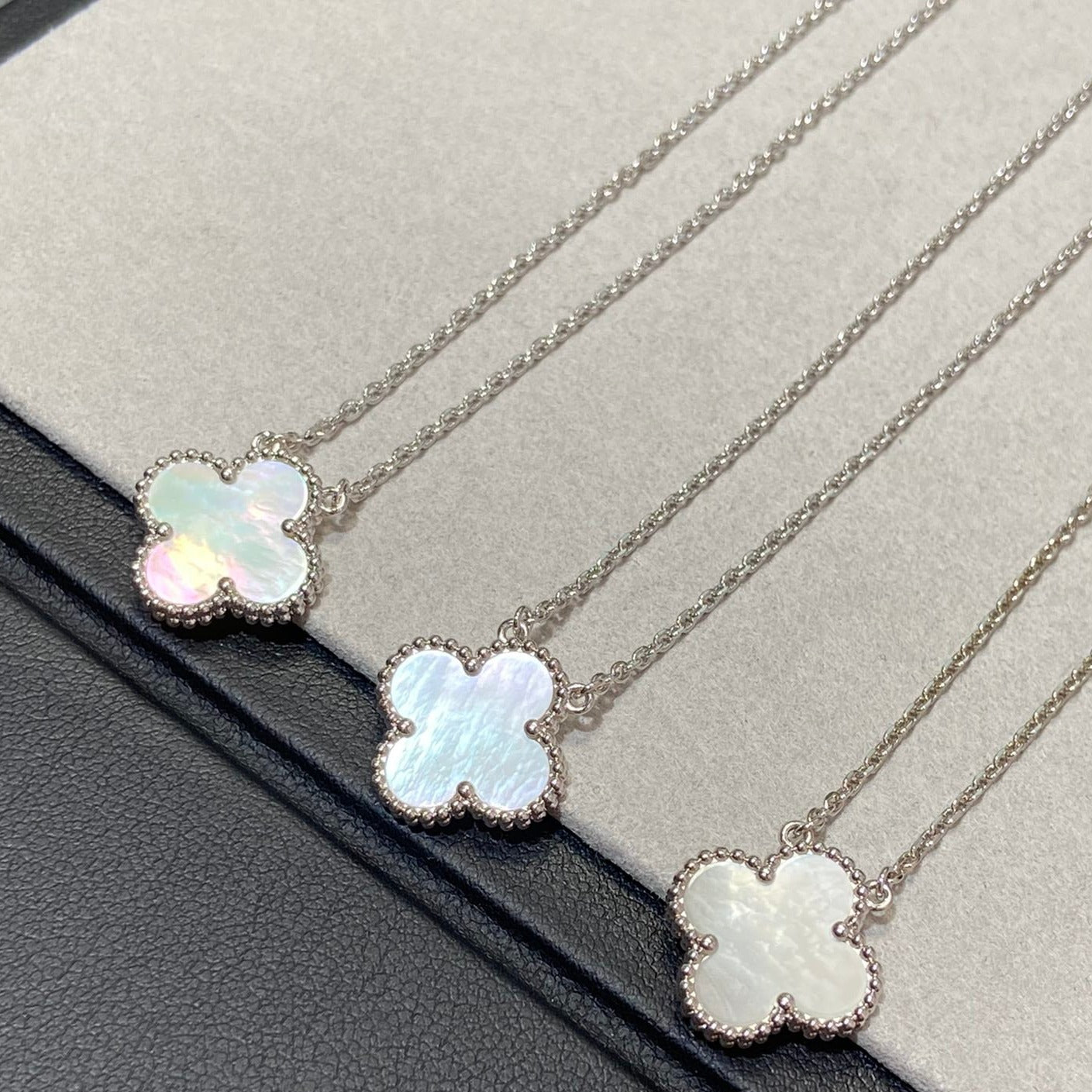 [Clover Jewelry]CLOVER MEDIUM SILVER WHITE MOP NECKLACE