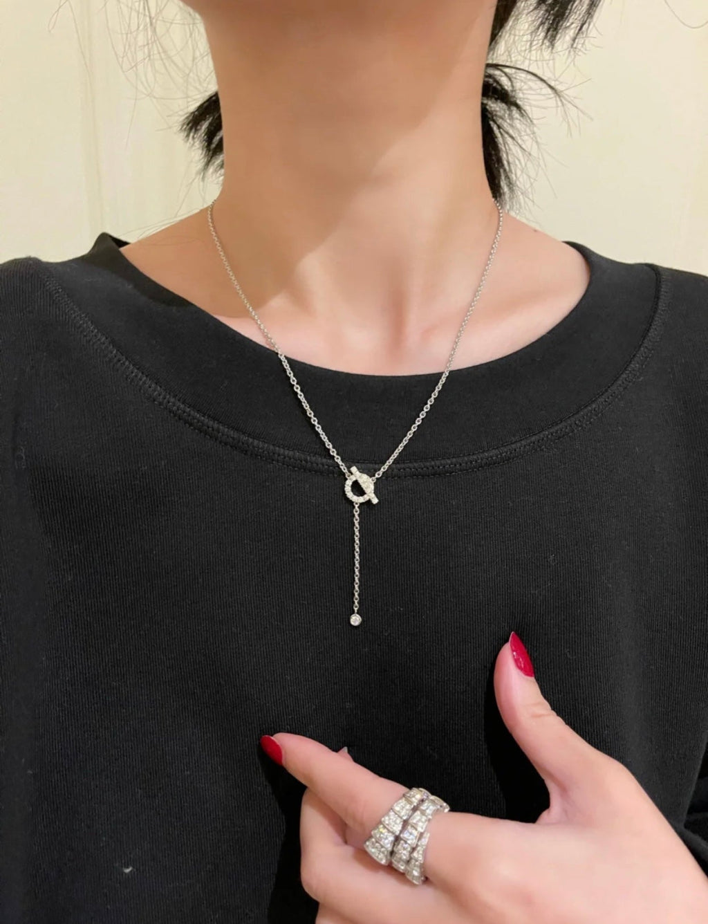 [Clover Jewelry]FINESSE SILVER DIAMOND NECKLACE