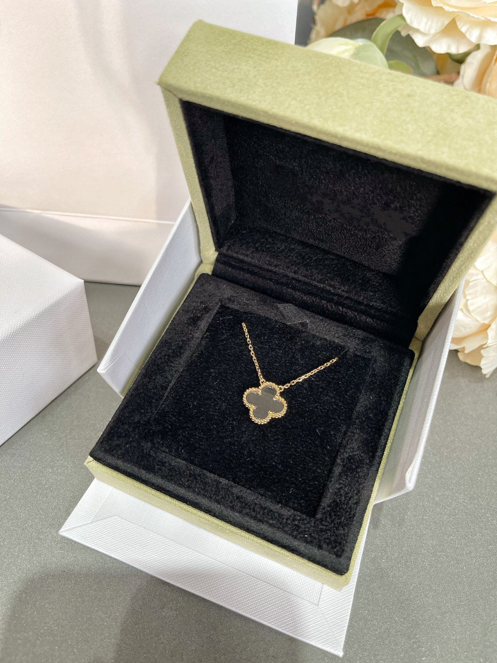 [Clover Jewelry]CLOVER ROCK CRYSTAL ROSE GOLD NECKLACE