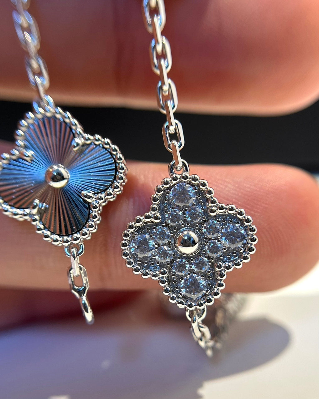 [Clover Jewelry]CLOVER 5 MOTIF SILVER DIAMOND BRACELET