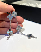 [Clover Jewelry]CLOVER 5 MOTIF SILVER DIAMOND BRACELET