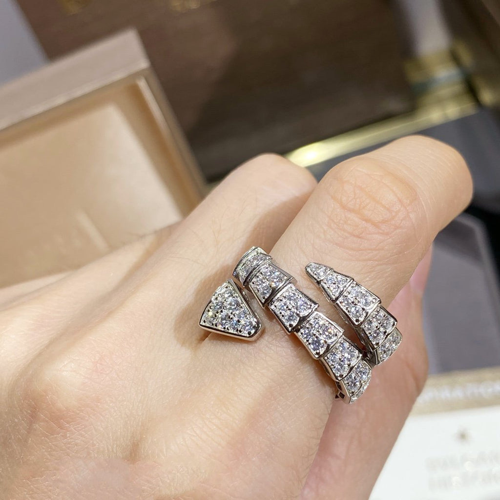 [Clover Jewelry]SERPENTI DOUBLE RING SILVER DIAMOND PAVED