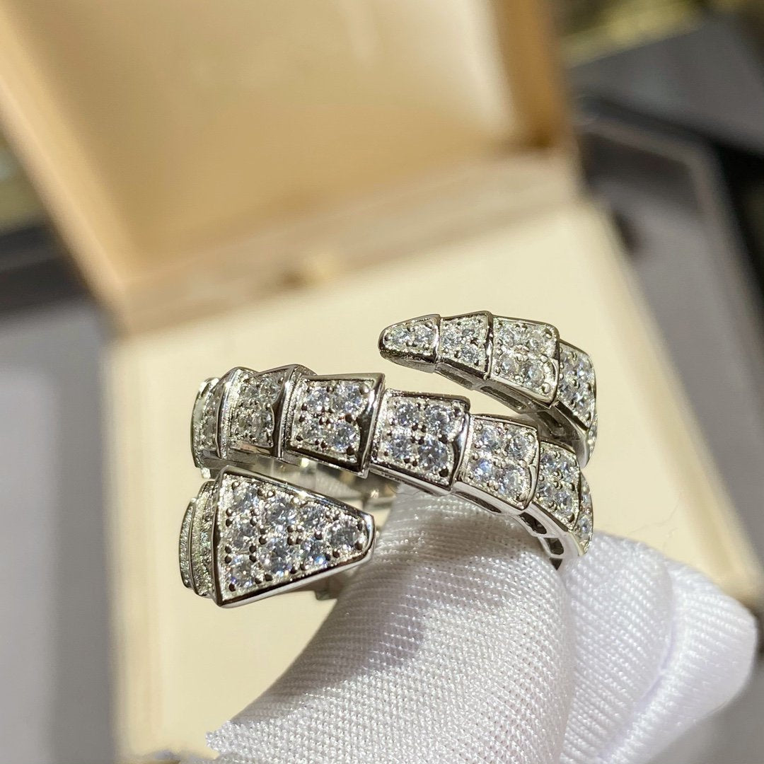 [Clover Jewelry]SERPENTI DOUBLE RING SILVER DIAMOND PAVED