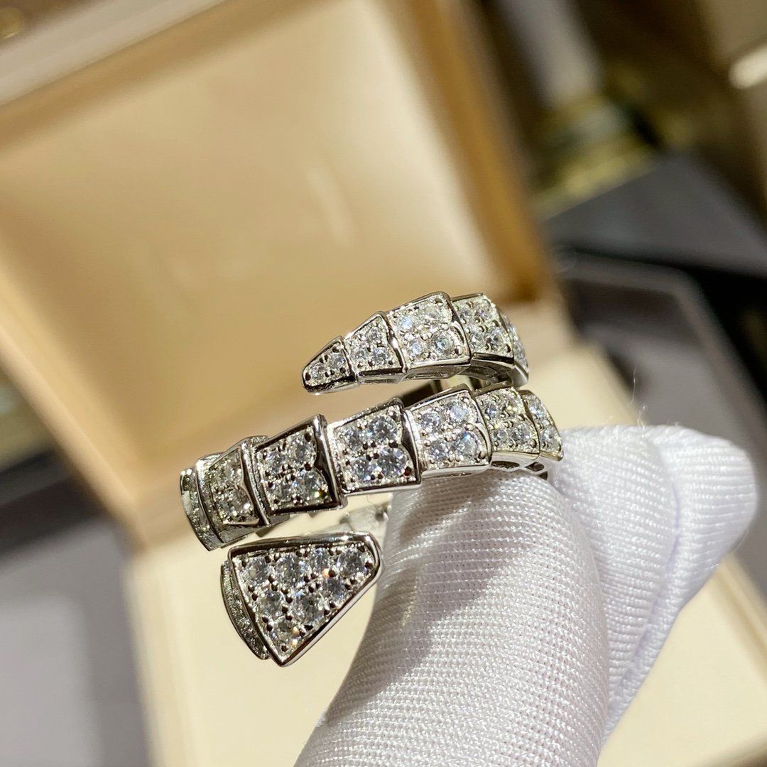 [Clover Jewelry]SERPENTI DOUBLE RING SILVER DIAMOND PAVED
