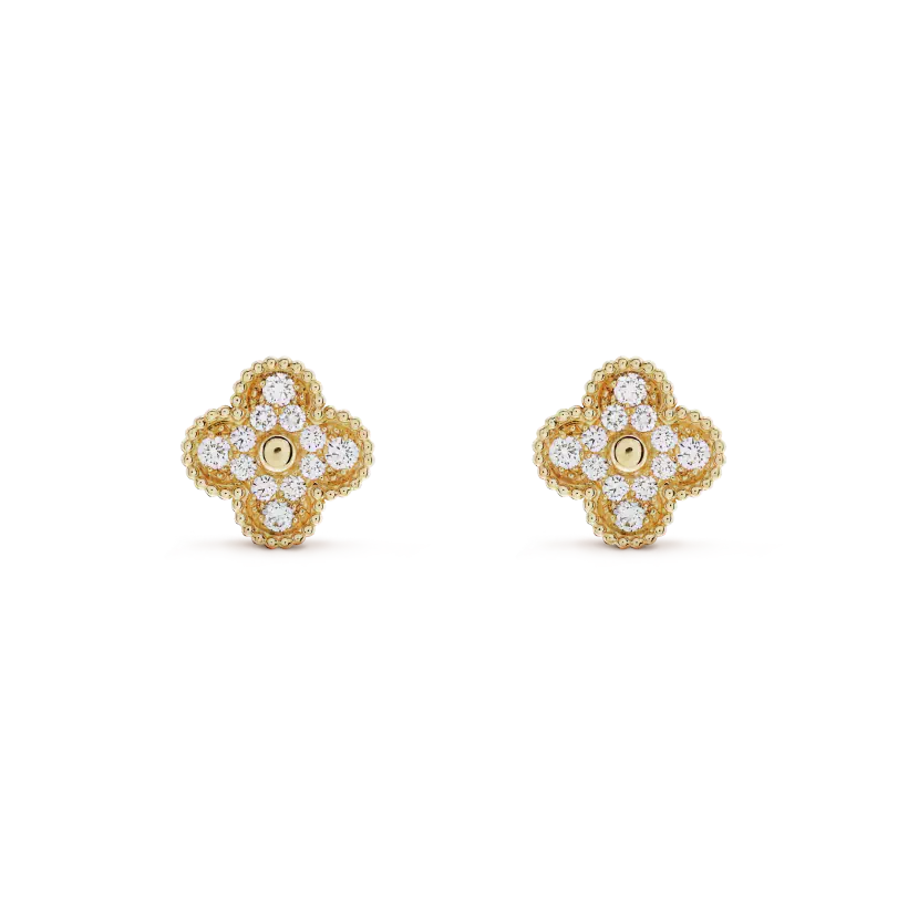 [Clover Jewelry]CLOVER MEDIUM 1 MOTIFS FUll DIAMOND EARRINGS