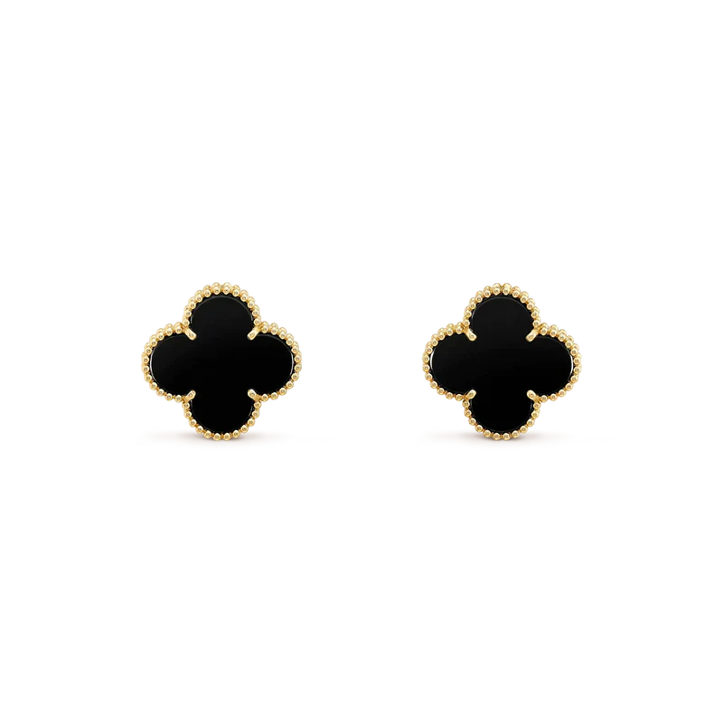 [Clover Jewelry]CLOVER MEDIUM 1 MOTIFS  ONYX STUD EARRINGS