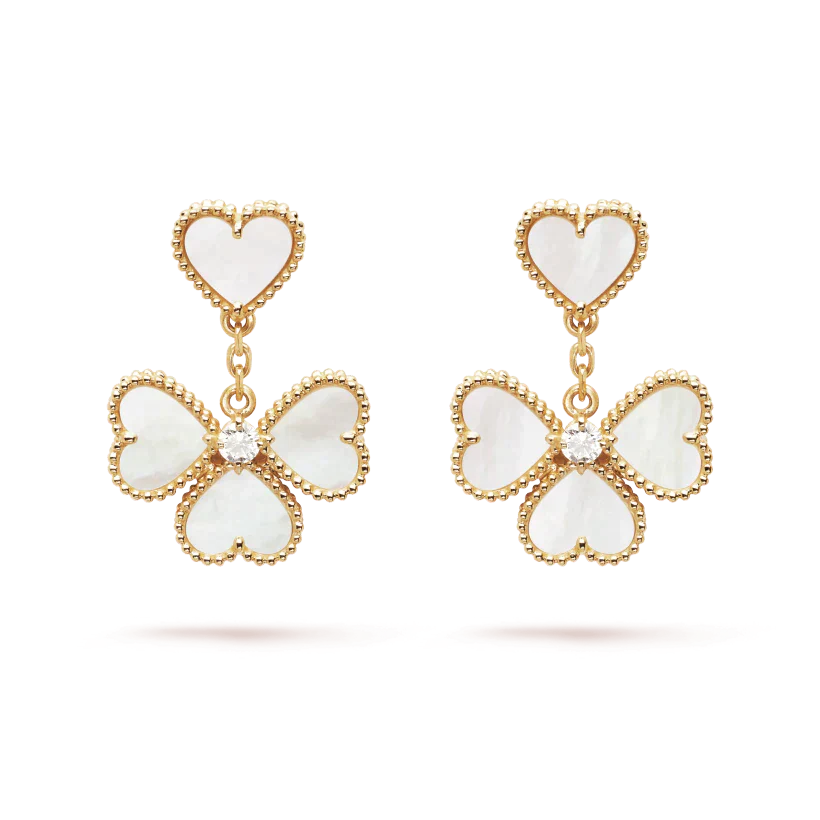 [Clover Jewelry]KLEEBESCHMUCK SÜSSE WEISSE MOP-OHRRINGE