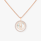 [Clover Jewelry]LUCKY MOVE 1 DIAMOND WHITE MOTHER OF PEARL PINK GOLD DIAMOND NECKLACE