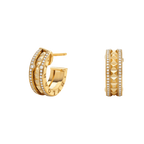 [Clover Jewelry]ZERO 1 ROCK GOLD EARRINGS WITH STUDDED SPIRAL AND PAVED DIAMONDS