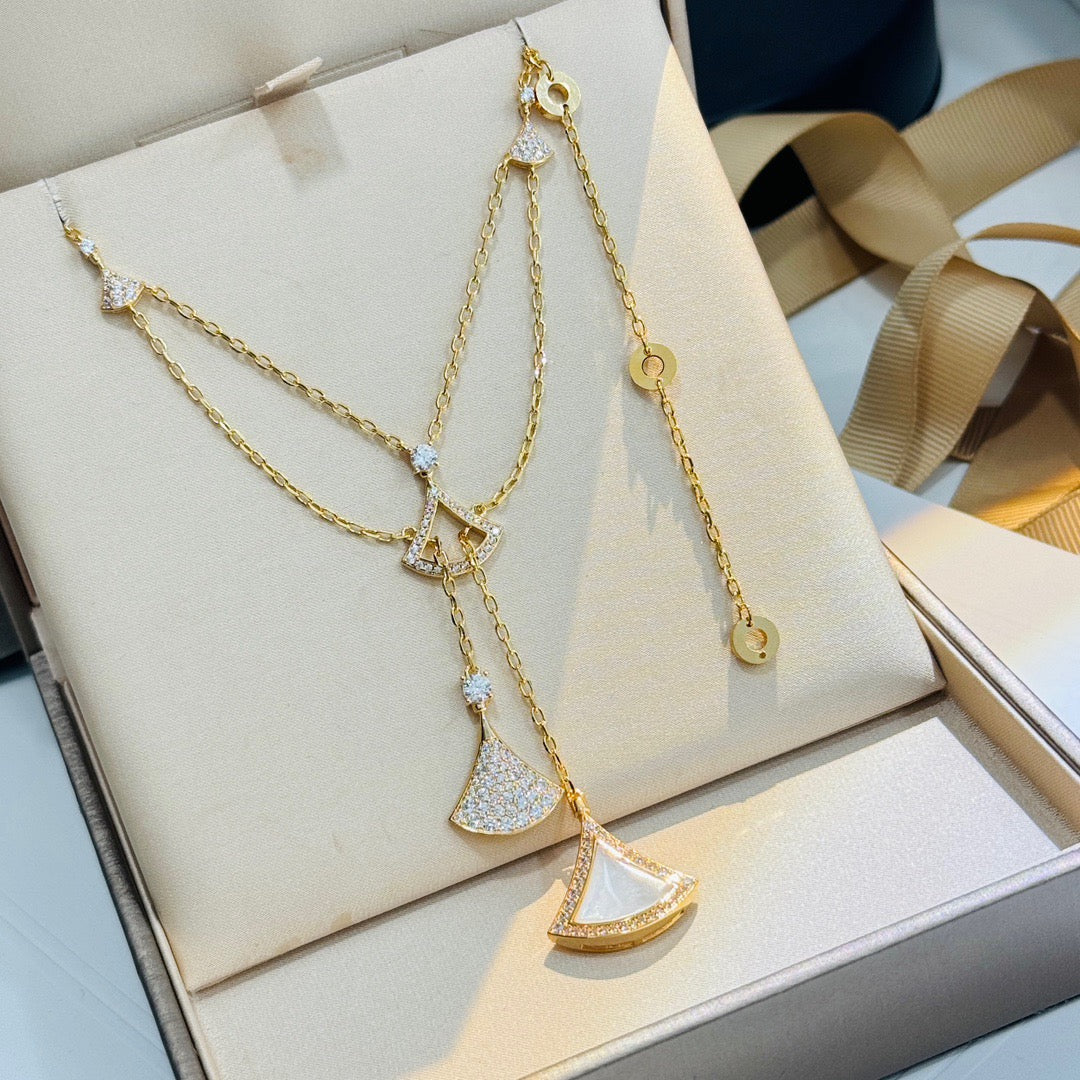 [Clover Jewelry]DREAM NECKLACE WHITE MOP FULL DIAMOND