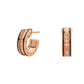 [Clover Jewelry]ZERO 1 ROCK PINK GOLD EARRINGS WITH STUDDED SPIRAL AND BLACK CERAMIC