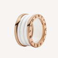 [Clover Jewelry]ZERO 1 VIERBAND-LOOPS UND WEISSER KERAMIK SPIRALRING AUS ROSÉGOLD