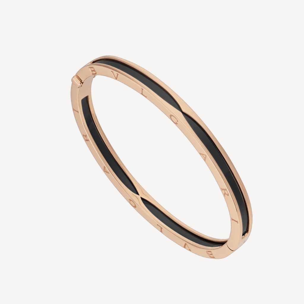 [Clover Jewelry]ZERO 1 PINK GOLD WITH BLACK CERAMIC BRACELET
