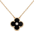 [Clover Jewelry]CLOVER 15MM DIAMOND ONYX HALSKETTE