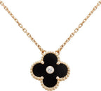 [Clover Jewelry]CLOVER 15MM DIAMOND ONYX HALSKETTE