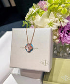 [Clover Jewelry]2025 CHRISTMAS CLOVER 15MM DIAMOND RHODONITE NECKLACE