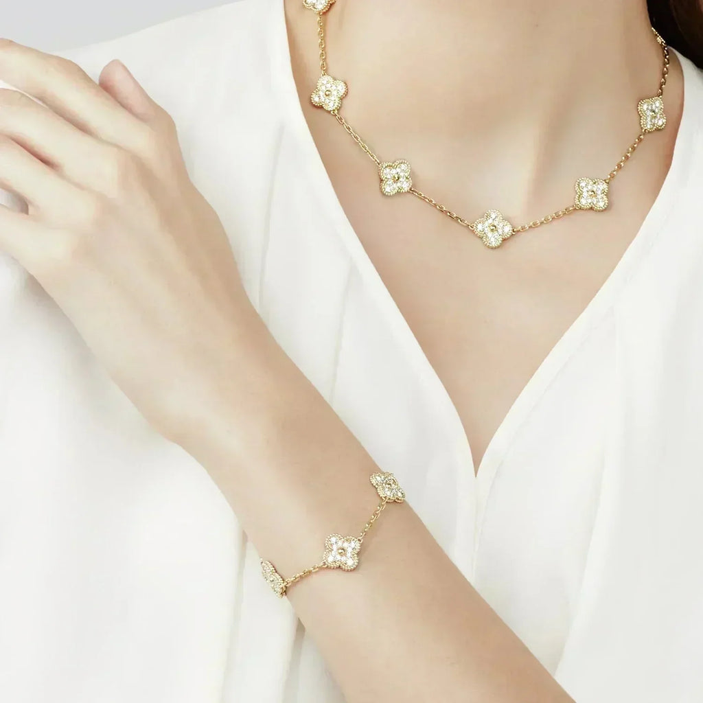 [Clover Jewelry]CLOVER 5 MOTIFS  FULL DIAMOND BRACELET