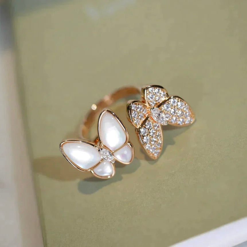 [Clover Jewelry]TWIN BUTTERFLY DIAMOND MOP RING
