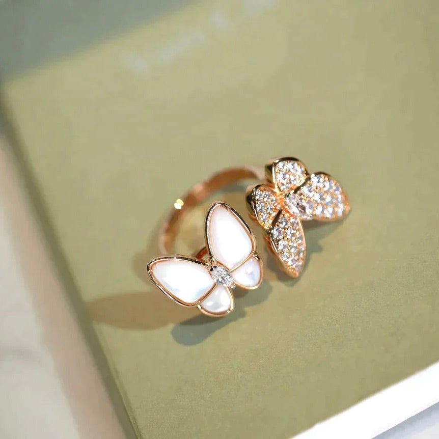 [Clover Jewelry]TWIN BUTTERFLY DIAMOND MOP RING