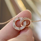 [Clover Jewelry]LOVE 7.6MM NECKLACE ROSE GOLD AND SILVER  FULL DIAMOND