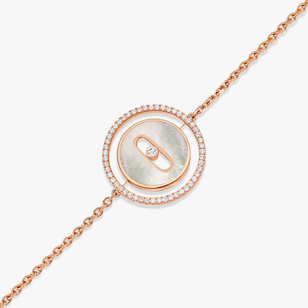 [Clover Jewelry]LUCKY MOVE WHITE MOTHER OF PEARL PINK GOLD DIAMOND BRACELET