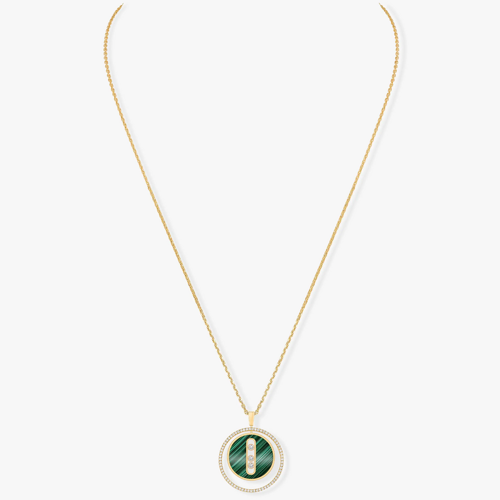 [Clover Jewelry]LUCKY MOVE 3 DIAMOND MALACHITE GOLD DIAMOND NECKLACE