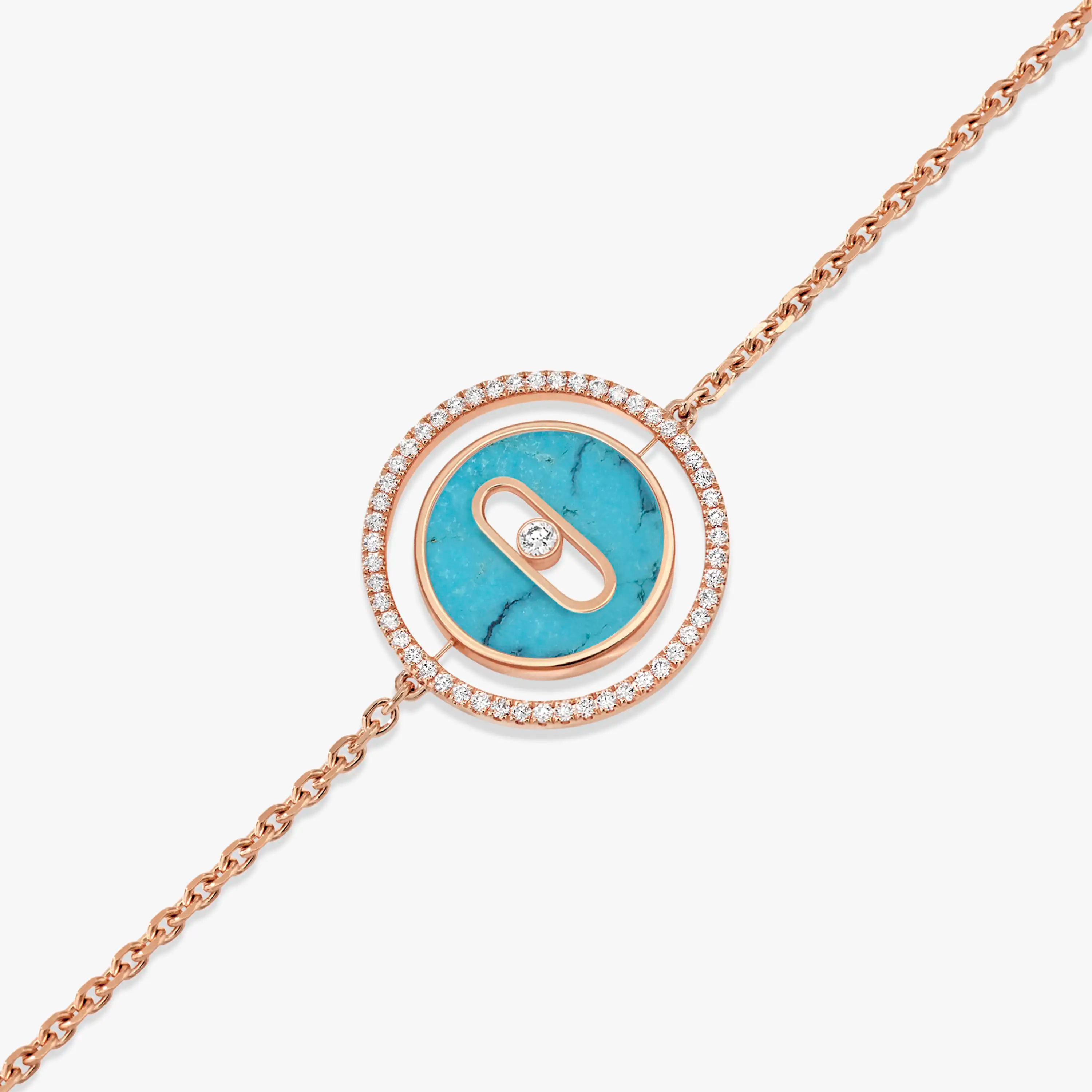 [Clover Jewelry]LUCKY MOVE TURQUOISE PINK GOLD DIAMOND BRACELET