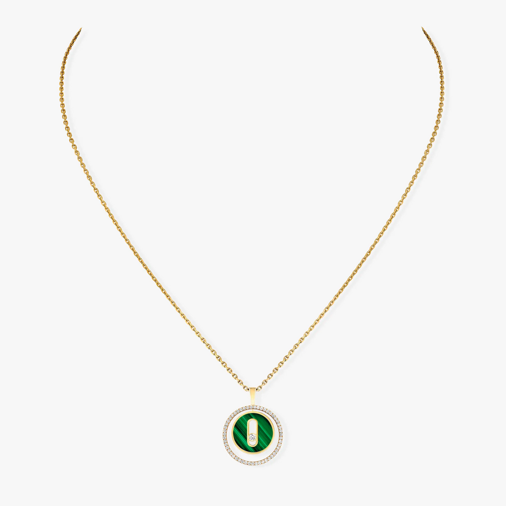 [Clover Jewelry]LUCKY MOVE 1 DIAMOND MALACHITE GOLD DIAMOND NECKLACE