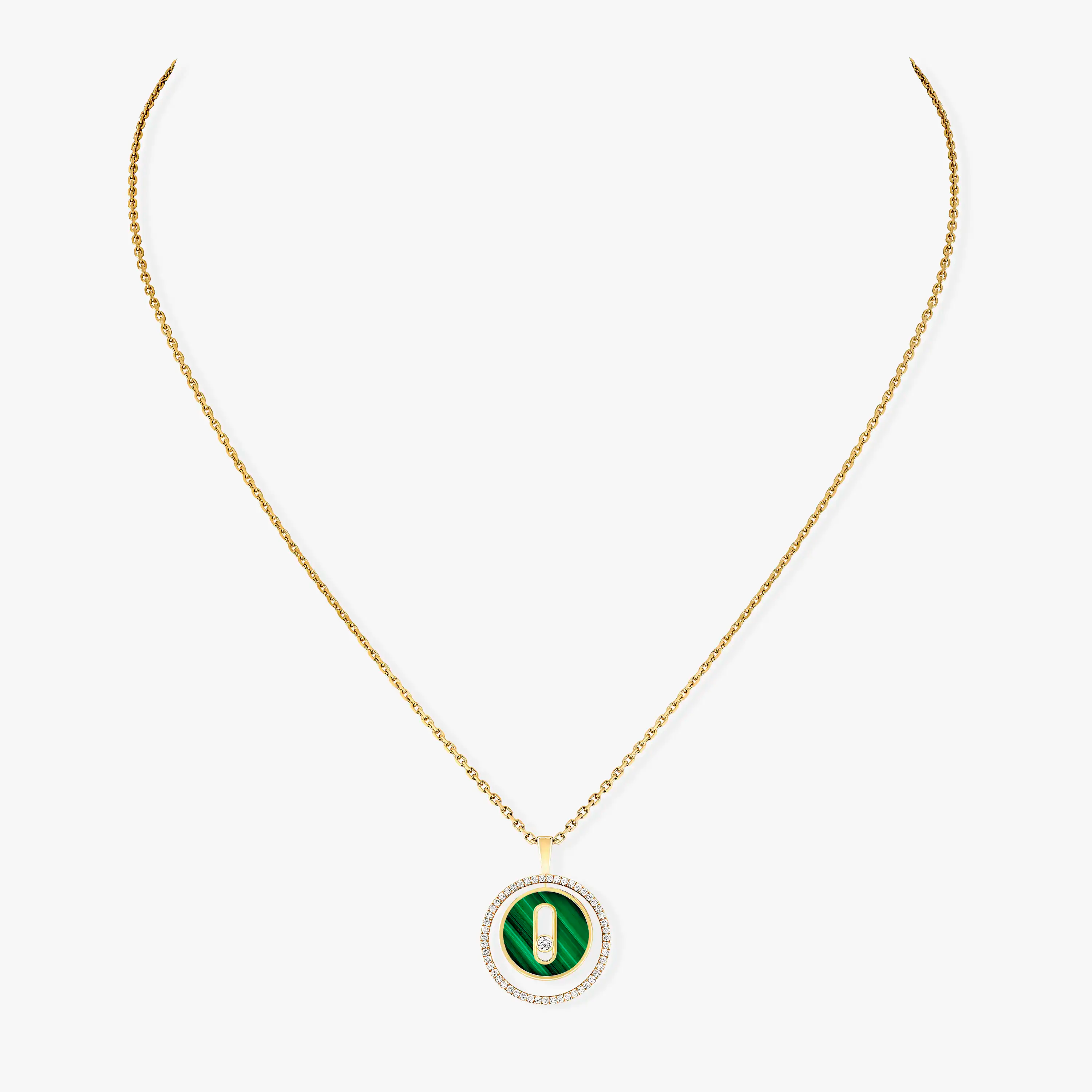 [Clover Jewelry]LUCKY MOVE 1 DIAMOND MALACHITE GOLD DIAMOND NECKLACE