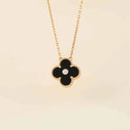 [Clover Jewelry]CLOVER 15MM DIAMOND ONYX HALSKETTE