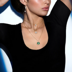 [Clover Jewelry]LUCKY MOVE 3 DIAMOND MALACHITE GOLD DIAMOND NECKLACE