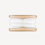 [Clover Jewelry]ZERO 1 VIERBAND-LOOPS UND WEISSER KERAMIK SPIRALRING AUS ROSÉGOLD