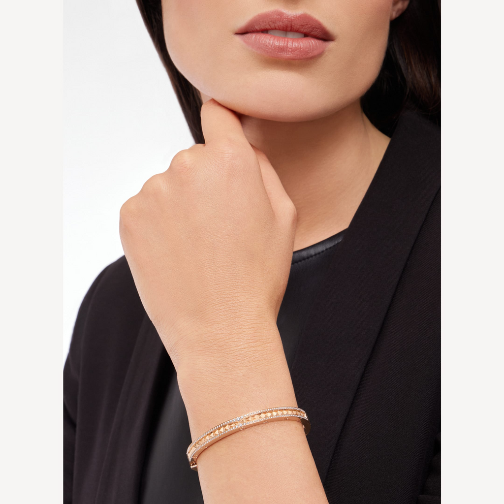 [Clover Jewelry]ZERO 1 SPIRAL AND PAVED DIAMOND PINK GOLD BRACELET
