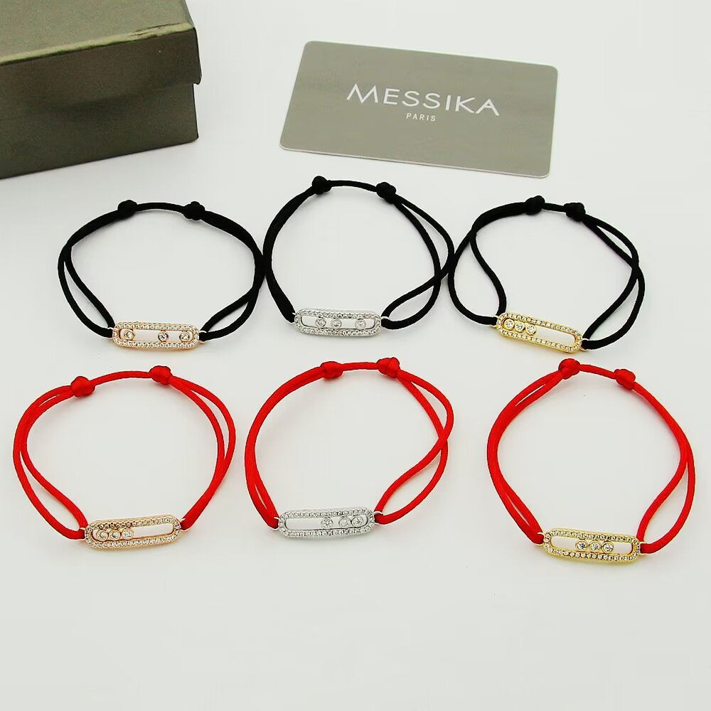 [Clover Jewelry]Messika Care(s) pink cord pavé bracelet