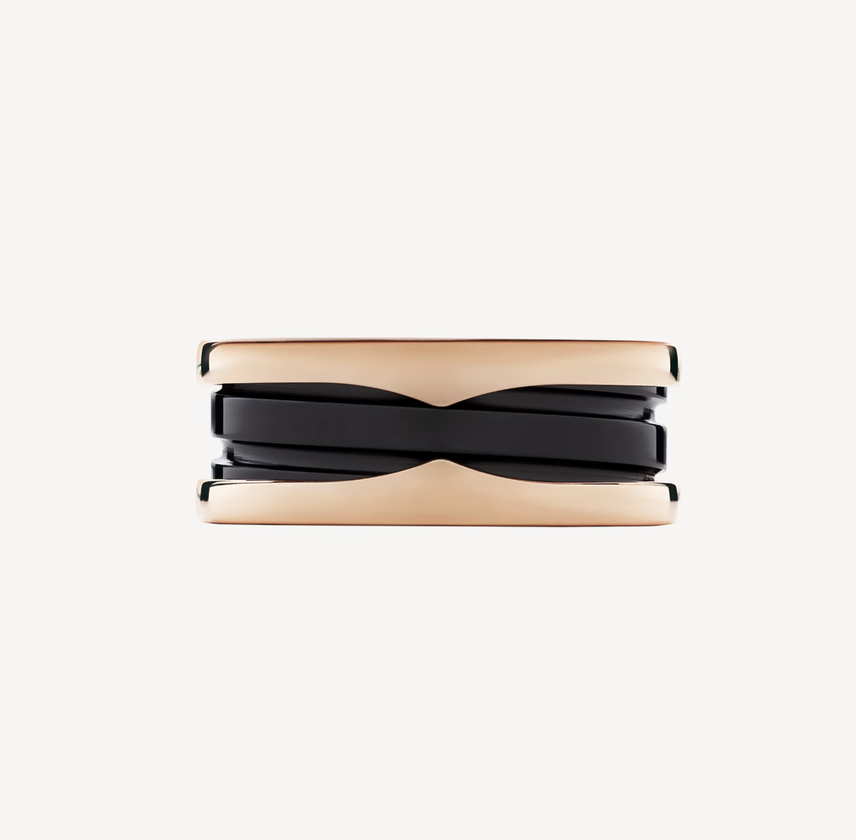 [Clover Jewelry]ZERO 1 TWO-BAND LOOPS AND BLACK CERAMIC PINK GOLD RING