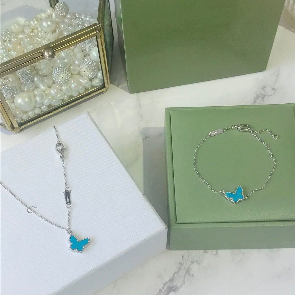[Clover Jewelry]SCHMETTERLING TÜRKIS SCHMETTERLING ARMBAND SILBER