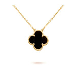 [Clover Jewelry]CLOVER 15MM BLACK ONYX SINGLE FLOWER NECKLACE