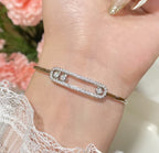[Clover Jewelry]Move Pavé Diamond Bangle Bracelet M