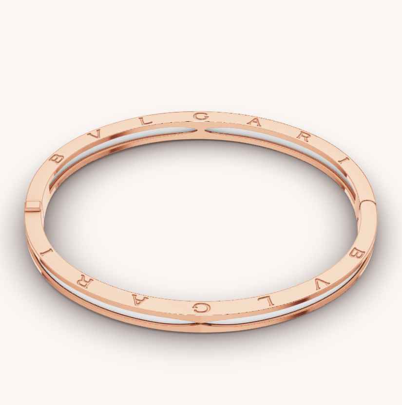 [Clover Jewelry]ZERO 1 PINK GOLD WITH WHITE CERAMIC BRACELET