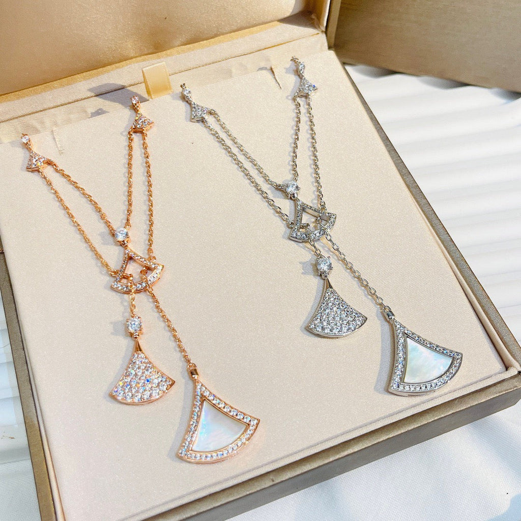 [Clover Jewelry]DREAM NECKLACE WHITE MOP FULL DIAMOND
