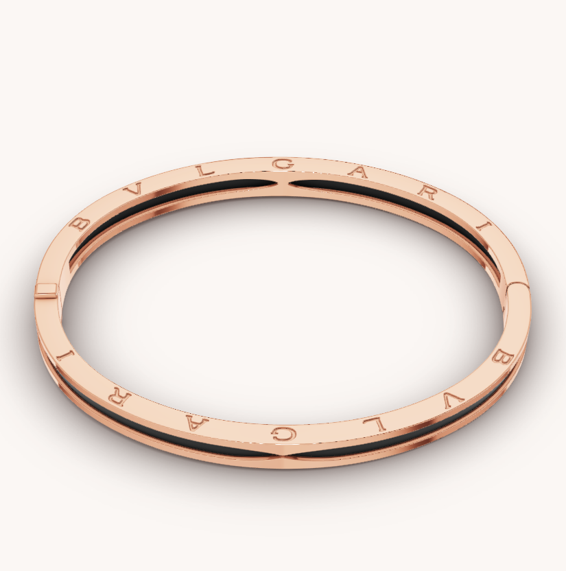 [Clover Jewelry]ZERO 1 PINK GOLD WITH BLACK CERAMIC BRACELET